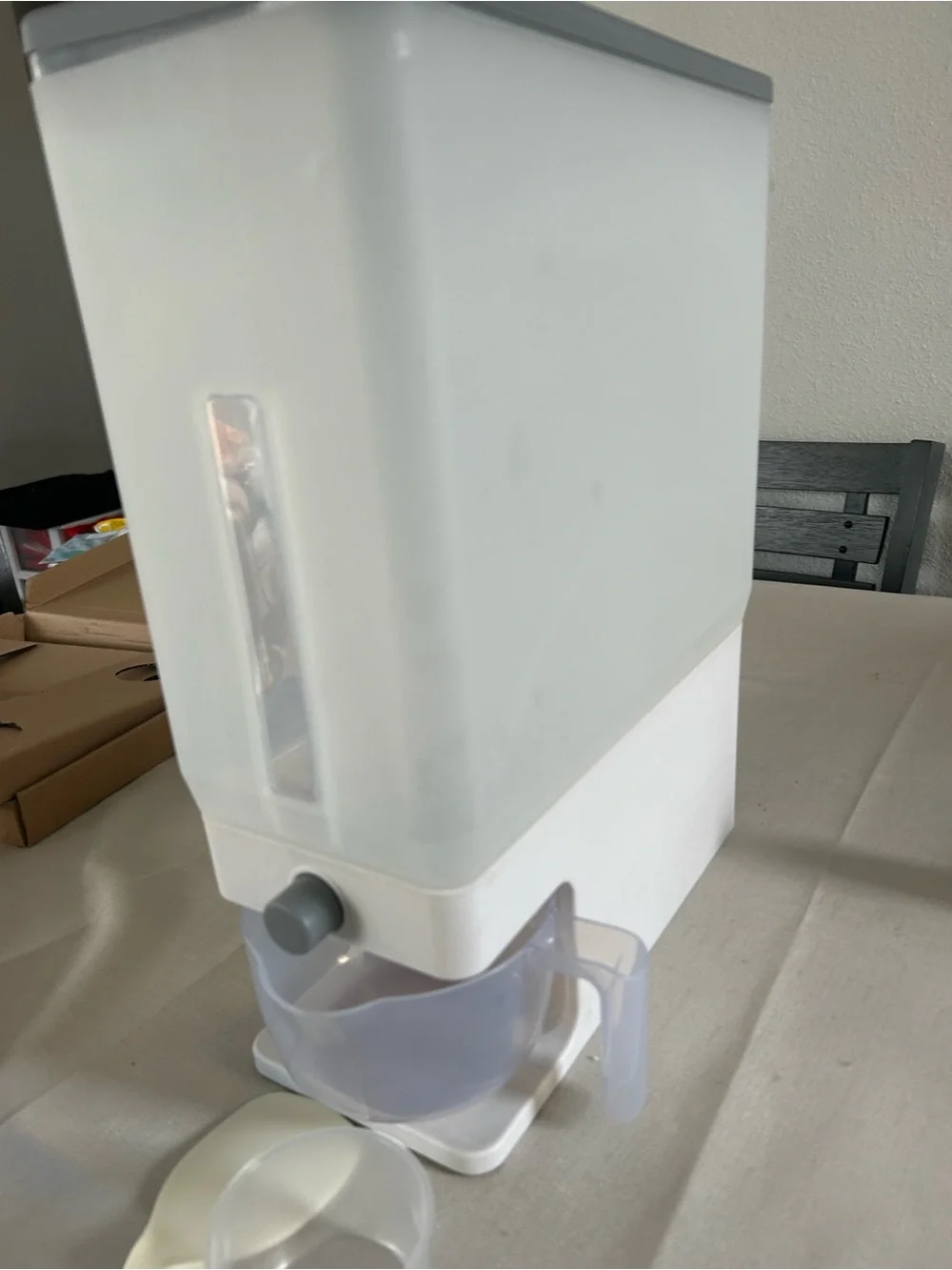 White Dry Food Dispenser with Gray Lid and Spout - Home Storage & Organization